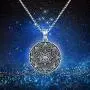 Friggem Sterling Silver Mandala Necklace,Flower of Life Pendant Necklace for Teen Girls Gift for Women,3D Blooming Black Mandala Pendant Chain 18'',Vintage Viking Necklace Jewelry with Fine Gift Box