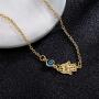 kelistom Evil Eye Hamsa Hand Charm Anklet for Women Teen Girls, Dainty Handmade Sideways Hanging Evil Eye Real 14K 18K White Gold Plated Ankle Bracelet with Extension, Minimalist Jewelry