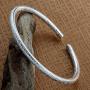 Merdia Womens 999 Solid Sterling Silver Flower Carved Bangle Cuff Bracelets 21g Weight for Wedding Gift