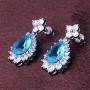 GULICX Fashion Jewelry Women Piercing Earrings Teardrop Dangle Drops Cubic Zirconia Silver Tone