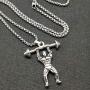 Weightlifting Necklace for Men, Bodybuilding Muscle Man Dumbbell Pendant Necklace with 27.6” Chain, Weightlifter Barbell Charm Necklace, Punk Rock Fitness Necklace, Hip Hop Gym Necklace Jewelry