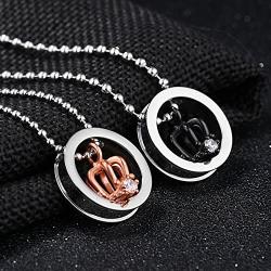 U365 Matching Couples Necklace His & Her Titanium Steel Eternal Love Promise Pendant Set for Men Women