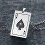 Aroncent Stainless Steel Necklace Braided Leather Rope Bracelet with Poker 2 Pcs Set