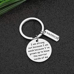 CYTING Inspirational Keychain I Am Strong Not Because I Am Weak Warrior Keychain Motivation Jewelry Encouragement Gift