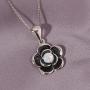 CiNily Rose Flower Pendant Necklace for Women Girls White Fire Opal Jewelry 18K White Gold Plated Enamel Flower Gemstone Pendant Necklace