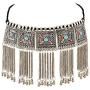 Zephyrr Necklace Boho Tribal Style Oxidized Silver Pendant Trendy Tassel Choker For Girls and Women