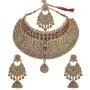 Indian Bollywood Maang Tikka With Crystal Necklace Earrings Set Wedding Ethnic Designer Party Jewelry For Women