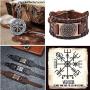 Viking Bracelet Norse Vegvisir - Nordic Bracelet with Runic Compass - Celtic Pagan Jewelry of Talisman (Vegvisir Bronze)