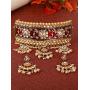 Crunchy Fashion Bollywood Style Traditional Indian Wedding Jewelry padmavati Necklace with Earring Set for Women