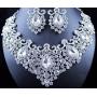 STUNNING CLEAR AUSTRIAN RHINESTONE CRYSTAL NECKLACE EARRINGS SET N12187 SILVER