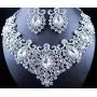 STUNNING CLEAR AUSTRIAN RHINESTONE CRYSTAL NECKLACE EARRINGS SET N12187 SILVER STUNNING CLEAR AUSTRIAN RHINESTONE CRYSTAL NECKLACE EARRINGS SET N12187 SILVER