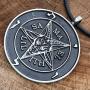 Church of Satan Jewelry The Sigil of Baphomet SAMAEL-LILITH Inverted Pentacle Pentagram Star Satanic Devil LaVeyan Satanism Wicca Witchcraft Pewter Mens Pendant Necklace charm men w Black PVC Cord