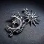 Exaggerated Luxury Sun Moon Stars Drop Earrings Rhinestone Punk Earrings for Women Jewelry Golden Boho Vintage Earrings