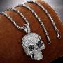 ROWIN&CO Iced Out Hip hop Bling Skull Pendant Necklaces Men Cz Diamond Personalized Punk Jewelry Birthday Gifts to Best Love Husband/Boyfriend, with 28'' Chain