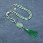 Top Plaza Reiki Healing Crystal Stone Pendant Necklace Long Tassel Beads Necklaces Gemstone Quartz Jewelry for Womens Girls