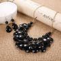 LOYALLOOK Fashion Bib Chunky Necklace Floating Bubble Collar Necklaces Teardrop Earring Necklace Vintage Statement Jewelry Set,4 Set