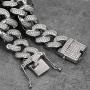 GOLD IDEA JEWELRY 20mm Hip Hop Stainless Steel VVS Lab Diamonds Iced Out Miami Cuban Link Chain