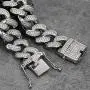 GOLD IDEA JEWELRY 20mm Hip Hop Stainless Steel VVS Lab Diamonds Iced Out Miami Cuban Link Chain