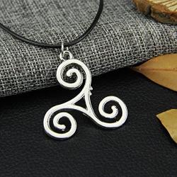 MayLove Wolf Triskele Necklace Celtic Triple Spiral Triskelion Swirl Teen Jewelry Gift