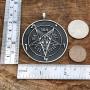 Church of Satan Jewelry The Sigil of Baphomet SAMAEL-LILITH Inverted Pentacle Pentagram Star Satanic Devil LaVeyan Satanism Wicca Witchcraft Pewter Mens Pendant Necklace charm men w Silver ball chain