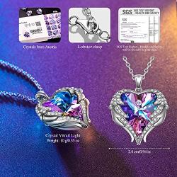 Kate Lynn Wing for Love Heart Pendant Necklace for Women Ladies Girls Made with Crystals from Austria and Cubic Zirconia, Gifts for Mom Wife Friend Female with Jewelry Box