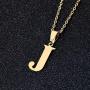 Fashion Initial Letter Pendant Necklace Stainless Steel Gold Color Mens Womens Custom Capital Letter Name Necklace Personalized Jewelry Gift(Letter J)