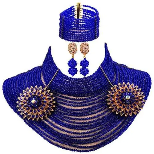 aczuv 25 Rows 4mm Crystal Beaded African Beads Jewelry Set Nigerian Wedding Necklace aczuv 25 Rows 4mm Crystal Beaded African Beads Jewelry Set Nigerian Wedding Necklace