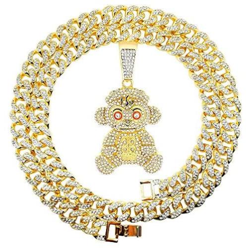 FW Jewelry Bling Iced Out Hip Hop Rapper Chains NBA Young Boys 38 Baby Monkey Pendants for Men
