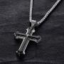 Linorui Mens Stainless Steel Nail Cross Pendant Necklace for Men Women Lords Prayer Big Pendant Cross Necklace for Men
