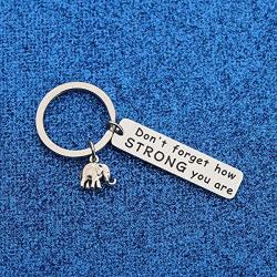 WUSUANED Friendship Keychain Never Forget How Strong You Are Elephant Jewelry Inspirational Gift For Elephant Lovers