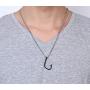HUANIAN Jewelry Mens Stainless Steel Fishhook Fish Hook Pendant Necklace with 24'' Chain