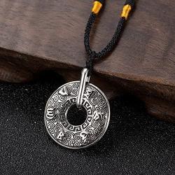 INRENG Mens Stainless Steel Tibetan Buddhist Om Mani Padme Hum Mantra Pendant Necklace Yoga Religious Jewelry
