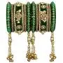 Aheli Traditional Wedding Designer Velvet Faux Stone Studded Bridal Bangle Set Chuda with Hanging Tassel Indian Fashion Party Jewelry for Women