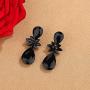 mecresh Vintage Floral Teardrop Butterfly Wing Black Austrian Crystal Drop Dangle Earrings for Women Bride Gift