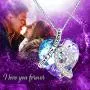 AOBOCO Purple Heart Christmas Jewelry Gift I Love You Forever Daughter Girlfriend Amethyst Crystal Necklace Sterling Silver