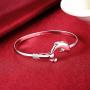 Greendou Fashion Jewelry 925 Sterling Silver Dolphin Bangle Bracelet