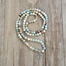 oasymala 108 Mala Meditation Beads Yoga Bracelet or Necklace with Celtic Knot Charm