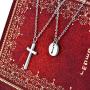 YL Sideways/Ankh Cross Necklace Sterling Silver Infinity/Curved Bar/Eye of Horus/Wishbone/J Letter Initial/Sideways Letter K/Hamsa Hand/Peace Sign Pendant Multilayer Chain Layered Jewelry