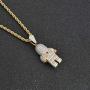 charlinliol 18k Gold Plated Necklace Iced Out Cubic Zirconia Astronaut Pendant Hip Hop Jewelry Spaceman Chain for Men and Women