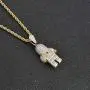 charlinliol 18k Gold Plated Necklace Iced Out Cubic Zirconia Astronaut Pendant Hip Hop Jewelry Spaceman Chain for Men and Women
