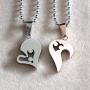 Uloveido Stainless Steel Mens Womens Couples Pendant Necklace Love Heart CZ Puzzle Matching Fashion Jewelry Gifts (9 clolors to Choose) SN102