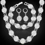 U7 Muslim Jewelry Set for Women|Platinum or 18K Gold Plated Allah Necklace Chain Link Bracelet Earrings Sets, Coin/Heart/Square Style.