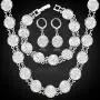 U7 Muslim Jewelry Set for Women|Platinum or 18K Gold Plated Allah Necklace Chain Link Bracelet Earrings Sets, Coin/Heart/Square Style.
