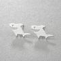 Chengxun Dainty Shark Post Stud Earrings Polished Silver Gold Handmade Jewelry