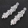 Jorsnovs Cubic Zirconia 2 Pcs Wedding Bridal Jewelry Set Zircon Silver Necklace and Dangle Earrings Gift Set for Party Dress Prom Gown