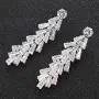 Jorsnovs Cubic Zirconia 2 Pcs Wedding Bridal Jewelry Set Zircon Silver Necklace and Dangle Earrings Gift Set for Party Dress Prom Gown