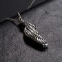 Fanery Sue Personalized Urn Necklace for Human Ashes Keepsake Custom Cremation Jewelry Memorial Angel Wing Pendant