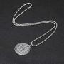 VASSAGO Stainless Steel Fourth Pentacle of Mercury Pendant Necklace Key of Solomon Seal Round Charm Wide Chain Talisman Jewelry for Men