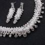 Monai Womens Vintage Cubic Zirconia Simulated Baroque Pearl Crystal Flower Bridal Necklace Earrings Jewelry Set, 3 pcs 4 pcs 5 pcs