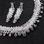 Monai Womens Vintage Cubic Zirconia Simulated Baroque Pearl Crystal Flower Bridal Necklace Earrings Jewelry Set, 3 pcs 4 pcs 5 pcs